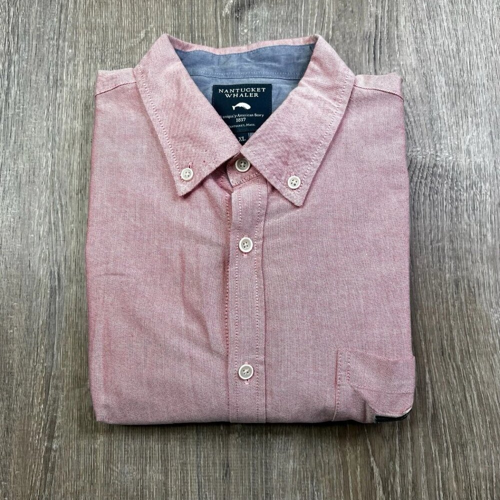 Nantucket Whaler Button Down Shirt Men’s Size XL Salmon Pink Embroidered Patch